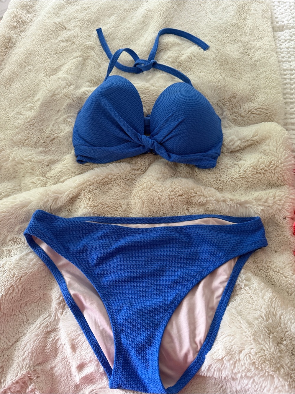 Shade & Shore Royal Blue Textured Tie-Front Bikini